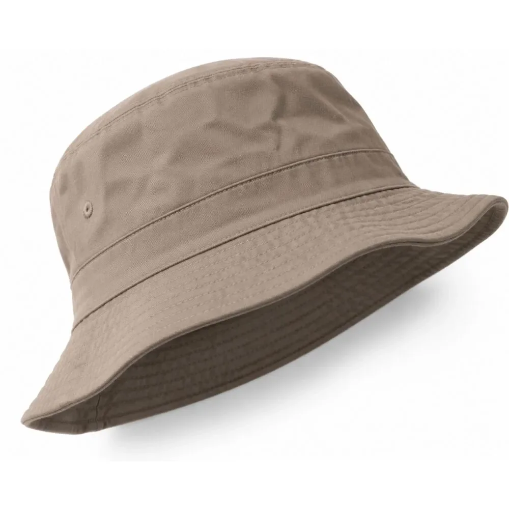 NWOT Womens Wide Brim Bucket Sun Hat Khaki Brown Canvas Packable Travel Beach